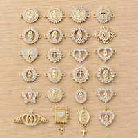 Connecteur en or 18 carats pavé CZ, Vierge Marie, Notre-Dame de Guadalupe, breloque de baptême catholique, médaillon, bijoux religieux, fournitures artisanales