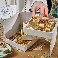 Boîte-cadeau de gâteries méditerranéennes décadentes personnalisées à 3 couches pour les desserts de l'Aïd Moubarak Boîtes de dattes en papier pour l'appréciation et les félicitations