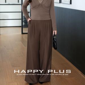 กางเกงขายาวทรงหลวมสำหรับผู้หญิงไซส์ใหญ่ รุ่น Runqi สีน้ำตาลเข้ม ผ้าเครป มีจีบ สไตล์ลำลองสำหรับฤดูใบไม้ร่วงและฤดูหนาว รุ่น N9413 - Product Image 3