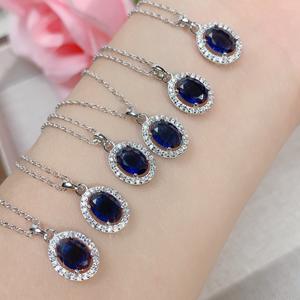 Prachtige Smaragd Verfraaide 925 Ketting Elegantie Luxe Zirkoon Ketting Fijne Sieraden Ovale Saffier Set Voor Geliefden Moeders - Product Image 4