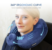 Oreiller de voyage en peluche en forme de U gonflable portable avec valve d'air réglable, design ergonomique, logo personnalisé, oreiller de cou pour avion