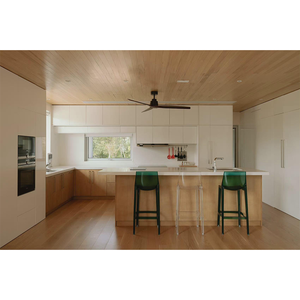 Shaker blanc moderne Armoires de cuisine Panneau de bois de meubles en forme de U avec finition acrylique Comprend un évier Placard de comptoir en marbre - Product Image 4