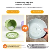 Boîte à lunch et bol en silicone de qualité alimentaire pour enfants avec couvercle à ventouse, micro-ondable, hermétique, empilable, capacité de 260 ml pour les tout-petits