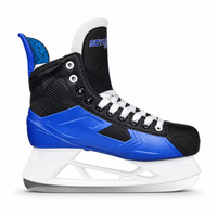 Patins à glace SOYUZ pour hommes, femmes, jeunes et juniors, bleu et blanc, avec rembourrage de la cheville, pour entraînement sur patinoire