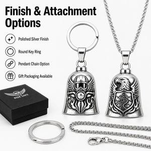 Porte-clés Pendentif <span class=keywords><strong>Moto</strong></span> Personnalisé avec Logo 3D en Relief, en Acier Inoxydable, Clochette de Protection pour Motard, Cadeau Accessoire - Product Image 5