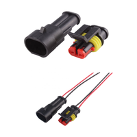 Paire de Connecteurs Automobiles Étanches à 4 Broches - Fiche Mâle Femelle Douille pour Faisceau de Câblage de Conversion HID, Bornes Style AMP