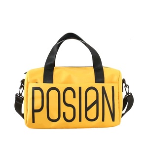 Posion Unisex Duffel <b>Bag</b> 36-55L Zipper Closure Sport Gym Travel <b>Bag</b> Black Orange Handles <b>Large</b> Capacity Lightweight - Product Image 2