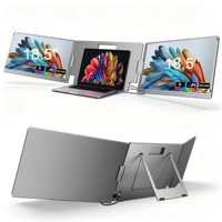 Moniteur portable à quatre écrans de 18,5 pouces, écran super large, connexion USB C, IPS FHD, pliable en trois parties, pour ordinateur portable professionnel et jeux
