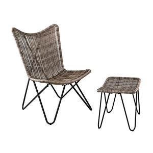 <span class=keywords><strong>Chaise</strong></span> à papillon KD en tissu de meubles d'extérieur avec tabouret - Product Image 6