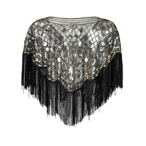 Robe à paillettes perlée pour femmes, costume à rabat, cape, <span class=keywords><strong>accessoires</strong></span> châle, collection 1920 - Product Image 4