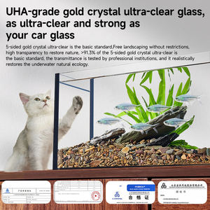 Vente en gros - Kit d'<span class=keywords><strong>aquarium</strong></span> pour betta en verre ultra-clair à faible teneur en fer de 20 gallons - Décoration de bureau pour <span class=keywords><strong>aquarium</strong></span> avec pompe à eau et éclairage LED - Product Image 4