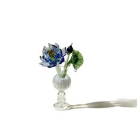 Bunga Kaca Miniatur Set Bunga Lily Buatan dari Kaca Buatan Tangan