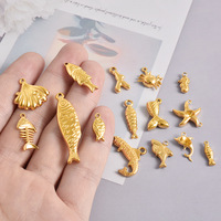 Pendentif en acier inoxydable 304 plaqué or 18 carats, petit poisson, étoile de mer, crabe, accessoires de collier DIY sur le thème de l'océan