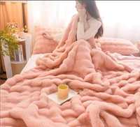 Manta de Terciopelo de Imitación de Piel de Conejo Estilo Toscana, de Doble Cara, Gruesa, Estilo Nórdico, para Todas las Estaciones, para Siesta en la Oficina y Cubierta de Sofá