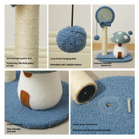 Griffoir pour chat en bois de sisal, structure d'escalade, écologique, antidérapant, compatible avec les canapés, design champignon rouge, pour petits chats, emballé en carton