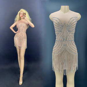 NOVANCE Y2210 abbigliamento donna 2021 nappa senza maniche diamante striscia sottile Costume latino Sparkle ragazza Mini gonna danza <span class=keywords><strong>Sexy</strong></span> - Product Image 2