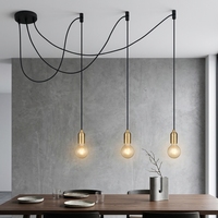 Luminaire suspendu vintage réglable en fer décoratif à plusieurs têtes en forme d'araignée pour salle à manger