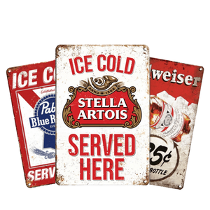 Vintage kim loại tin dấu hiệu hình chữ nhật 20cm x 30cm Retro <span class=keywords><strong>Bar</strong></span> bia tường trang trí UV in phòng chờ cafe nhà hàng tuduoduo - Product Image 3