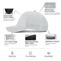 Casquette de baseball à séchage rapide avec logo personnalisé, imperméable, perforée au laser, respirante, 6 panneaux, pour le golf et le sport