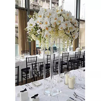 Arrangement de fleurs décoratives transparentes de haute qualité, support de fleurs en acrylique transparent pour centre de table de mariage