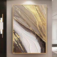 Lienzo moderno arte de la pared decoración obra de arte hecha a mano abstracta dorada y gris pintura al óleo abstracta hecha a mano