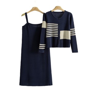 Conjunto de Vestido y Cárdigan de Punto para <span class=keywords><strong>Mujer</strong></span>, Primavera-Otoño 2026, Elegante Vestido de Punto sin Mangas, Conjunto de 2 Piezas - Product Image 5