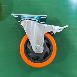CMCL Schwenkbare Lenkrollen <span class=keywords><strong>4</strong></span> Zoll Polyurethan Orange Trolley-Rad Verriegelbare Industrierolle - Product Image 4