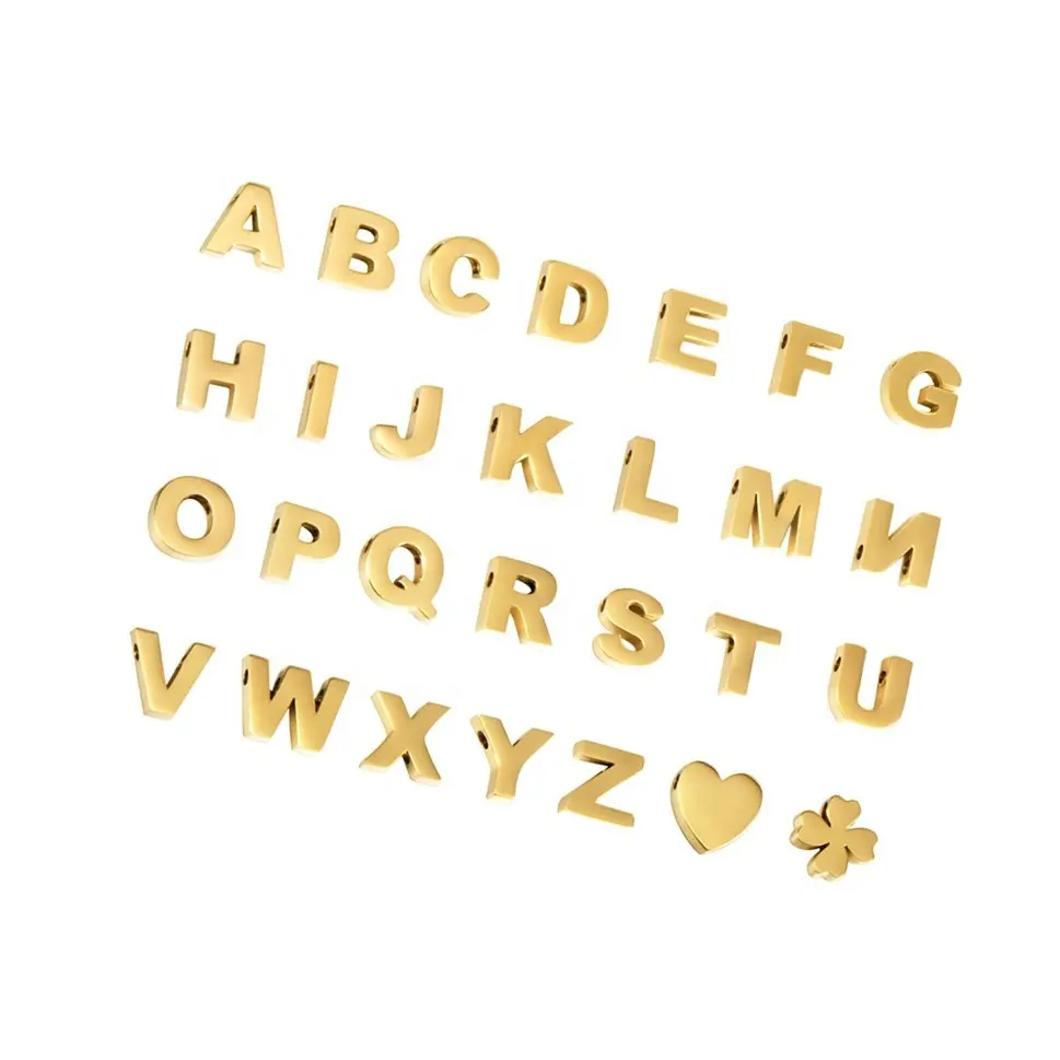 Custom stainless steel letter diy pendant gold plated 26 English alphabet charm pendant jewelry sets