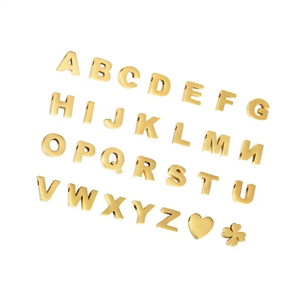 Personalizzata in acciaio inox lettera fai da te ciondolo in oro placcato 26 alfabeto Inglese pendente di fascino dei monili set