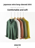 Chemise décontractée en coton et lin pour homme, style chinois, avec col mandarin et perles, manches longues, ample et respirante, pour le printemps/automne