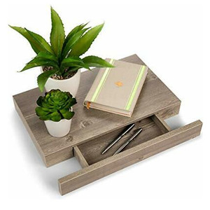 Wall <strong>Floating</strong> Shelves - Decorative Wood <strong>Nightstand</strong> <strong>Floating</strong> Shelves with Drawer Easy to Mount Shelves with Black Brackets - Product Image 1