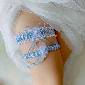 SLBRIDAL Jarretière de mariée sexy en dentelle, ornée de fleurs, de cristaux, de strass et de perles, pour femme/jeune femme/jeune mariée - Product Image 4