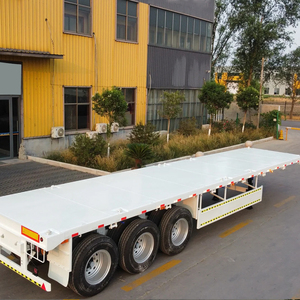 중국 저렴한 가격 3 4 차축 일반 벌크화물 플랫 침대 세미 40ft 20ft 컨테이너 담맘 용 평판 트럭 트레일러 - Product Image 3