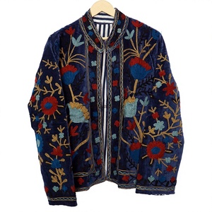 Handmade <b>Women's</b> Soft Breathable <b>Velvet</b> Suzani Jacket Printed Floral Pattern Full Sleeves Woven Cotton Shell Autumn Ready - Product Image 1
