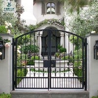 Portes doubles en fer forgé antivol, style européen, pour villa, jardin, cour, entrée, clôture personnalisée, design moderne du milieu du siècle