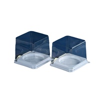 BPHE BHCB-S05 Boîte d'emballage carrée anti-buée de 4 pouces en PET/PLA de qualité alimentaire, imprimée UV, pour mini-mousse, tiramisu, pain et gâteaux