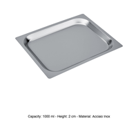 Plateau de four GN 1/2 en acier inoxydable 32,5 × 26,5 × 2 h cm, 478 g, fond plat Inox Inox Macel