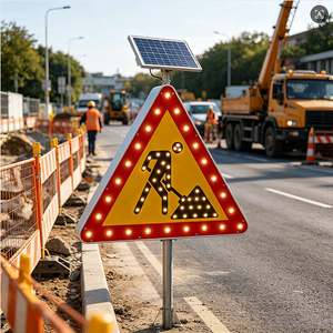 Señal <span class=keywords><strong>de</strong></span> Tráfico LED Solar <span class=keywords><strong>de</strong></span> Aluminio Reflectante, Lámina Reflectante 3M, Señal Triangular <span class=keywords><strong>de</strong></span> Advertencia <span class=keywords><strong>de</strong></span> Trabajadores en el Campo - Product Image 5