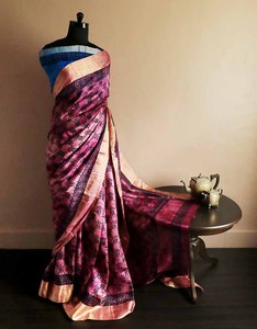 Sari de seda Duppion de la mejor calidad, bloque de mano impreso, estilo indio para bodas, fiestas y festivales de adultos - Product Image 4