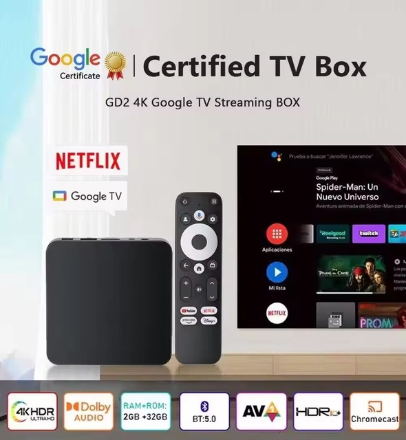 DCOLOR Google Certified Gd2 Android TV Box Dual Band WiFi BT Voice Remote Home Media Player