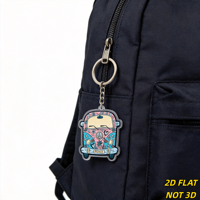 Gantungan Kunci Akrilik Hippie Van PEACE Desain Retro Flower Power dengan Tanda Perdamaian & Hati untuk Kunci, Tas, Ransel