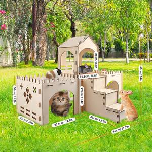 Extra Large Wooden <span class=keywords><strong>Rabbit</strong></span> Hideout Castle Indoor Outdoor Bunny <span class=keywords><strong>Houses</strong></span> destacável pequeno Animal Play Hideaway Hut para Coelhos - Product Image 6
