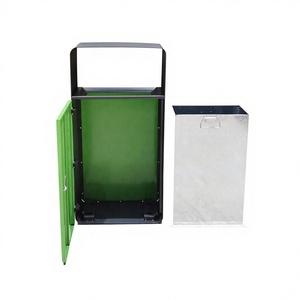 Großer Outdoor-Müllcontainer aus Stahl für Parks, Straßen und Kantenbereiche – Gewerblicher Recycling-Mülleimer aus Metall - Product Image 2