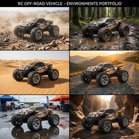 HOSHI N416 1/16 4WD Mobil RC Kecepatan Tinggi 36km/jam Kendaraan Remote Control Off-Road Monster Truck Mainan Hobi untuk Dewasa 1 2 3 Baterai