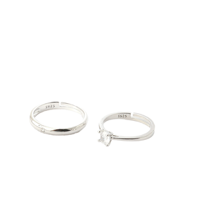 UM Jewelry 18K Gold Plated Stainless Steel Gemstone <b>Rings</b> Zircon Engagement <b>Couple</b> Heart Shape Claw Setting Trendy Daily Wear - Product Image 2