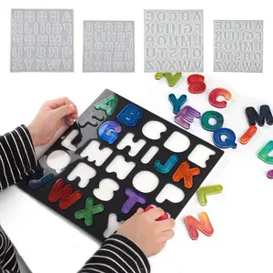 डिय 3 डी अंग्रेजी अक्षर मोल्ड सिलिकॉन रेसिन प्रीचुल बच्चों शैक्षिक खिलौना साक्षरता अंग्रेजी अक्षर आकार