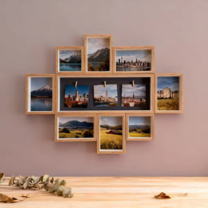 Wooden 11 Opening Picture <b>Frame</b> FOR Collage Memories and Family Photos <b>with</b> 3 clips - Product Image 2