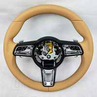 Volant de direction amélioré en cuir pleine fleur avec cadre à rivets argentés pour Porsche Panamera Macan Cayenne 918 911 718 970 971 958
