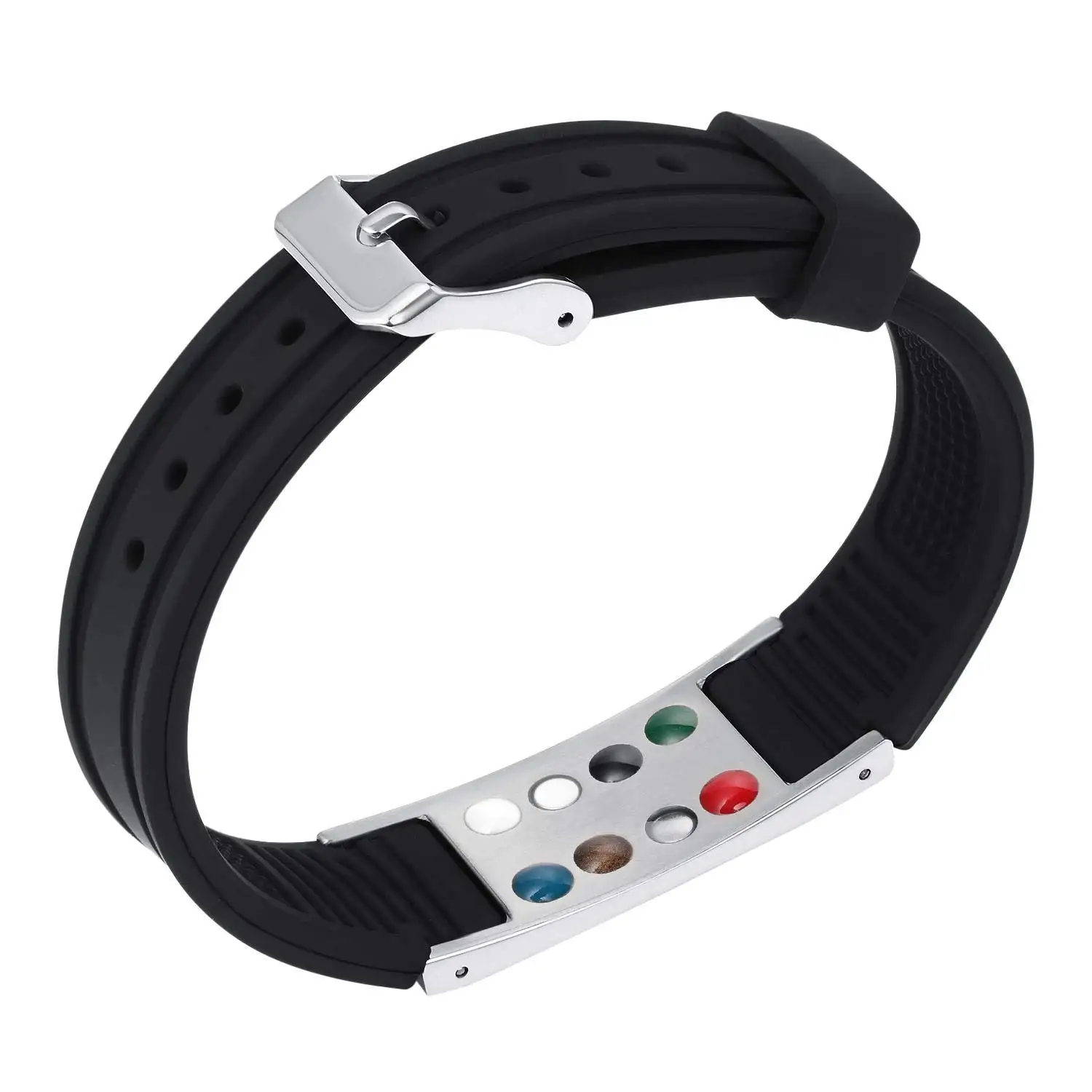 stainless steel magnetic bracelet Black Silicone Fashion Energy Magnetic Bracelet For Men Negative Ion