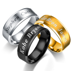 Anillo Conmemorativo de la Leyenda del Baloncesto Kobe Mamba, 6 mm de Ancho, Acabado Pulido, Acero Inoxidable para Hombre, Estilo Minimalista - Product Image 1